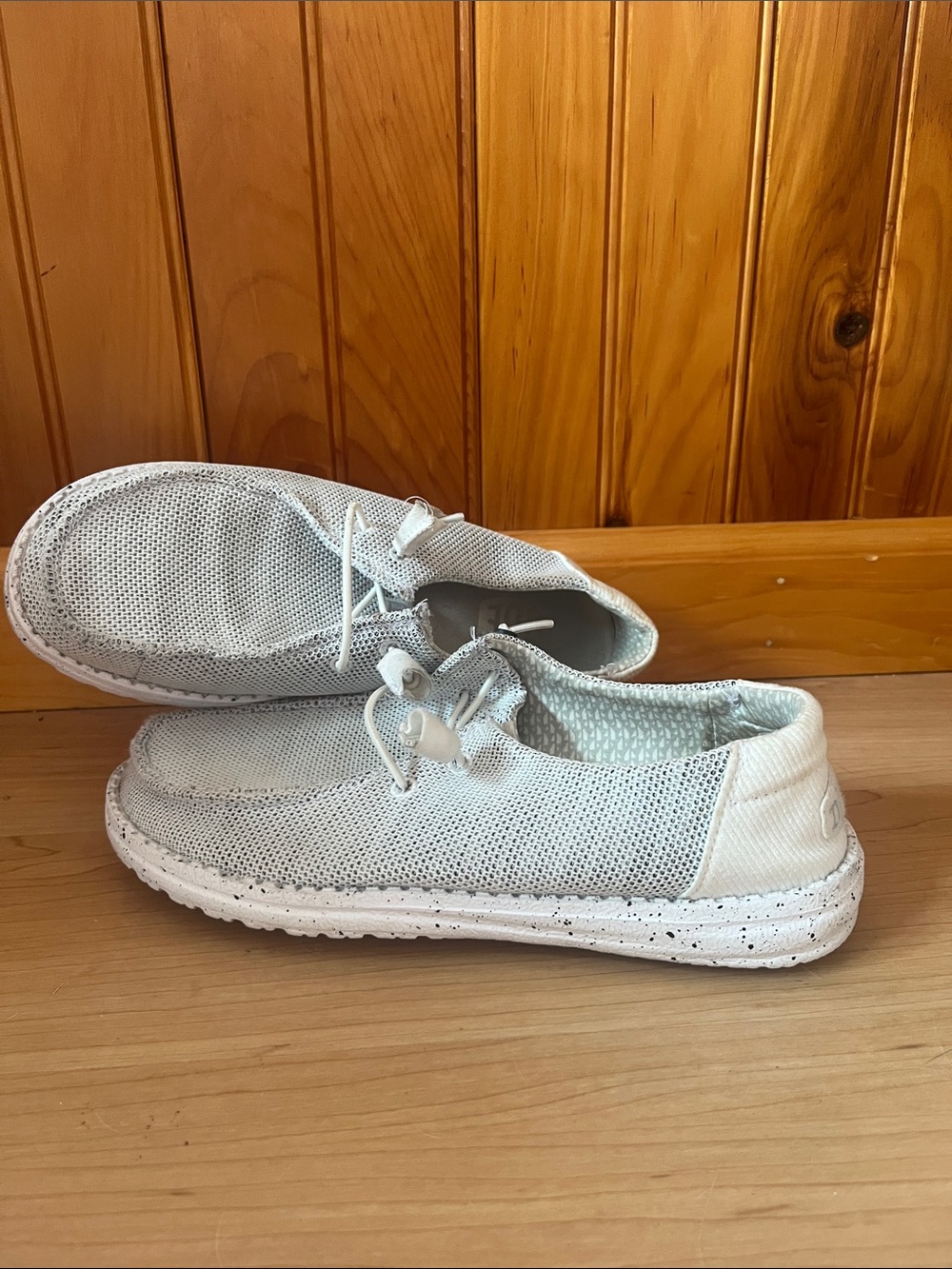 Hey Dude Women's Light Gray/Wht Wally Sox Slip-On Sneakers